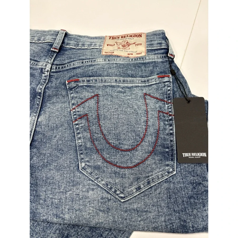 True Religion Bobby Relaxed Baggy Jeans Men's 32x32 Acid Wash Blue NWT